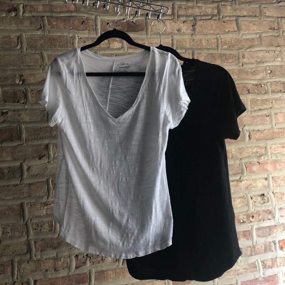 Set of two, Black, white v neck tees.